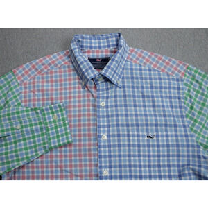 Vineyard Vines Shirt Mens Large Check 100% Cotton Slim Fit Tucker Button-Down